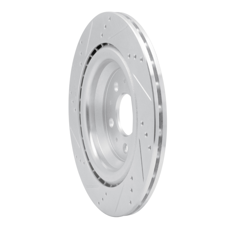 Tesla Model 3 Brake Rotor (1) - Rear Right - R1 Concepts - Drilled & Slotted - Silver - `17-`25